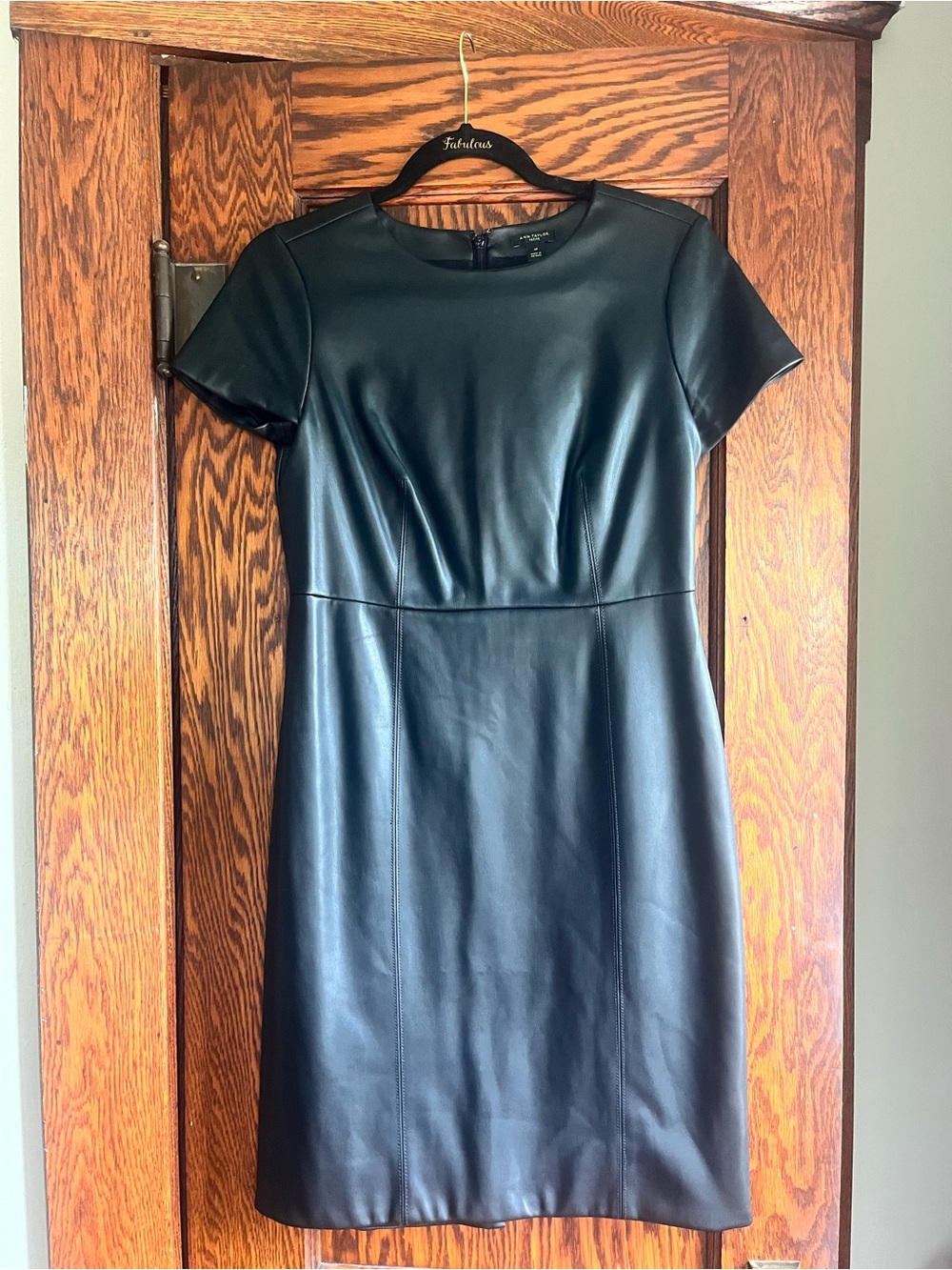 Ann Taylor Black Faux Leather Midi Dress